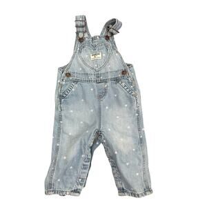 Osh Kosh B’gosh Blue All Over Heart Print Denim Overall Size 9M